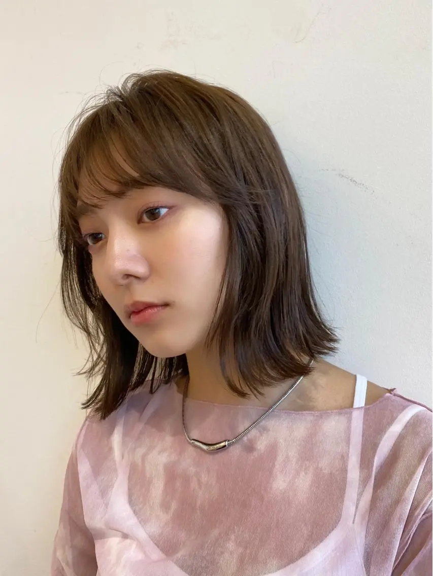 ミディアム カット ヘアカラー トリートメント 似合わせ艶髪カラー ❤️ハダユミのヘアスタイル