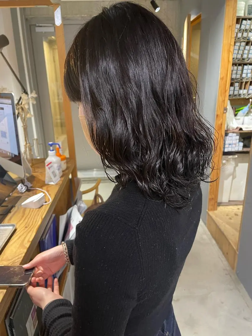 ミディアム カラー パーマ カット ヘアカラー CEINE loq 🍒なつきのヘアスタイル