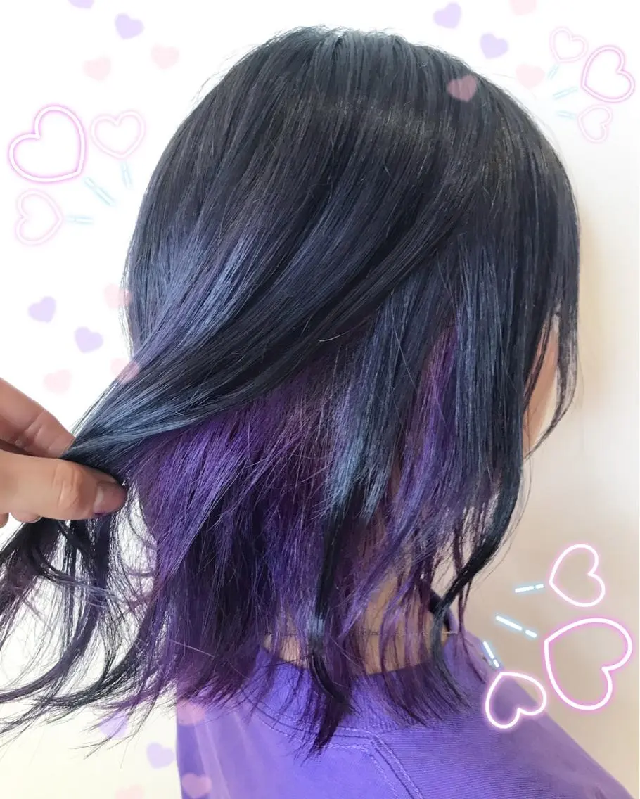 ミディアム カラー ネイビーカラー バイオレットカラー 新宿駅近♡個室 ♡関口三都季🌜のヘアスタイル