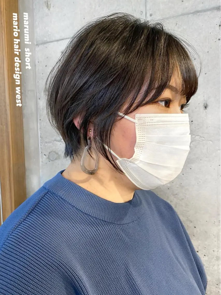 ショート カラー ハンサムショート 丸みショート くびれヘア 顔周りカット 学生 竹嶌 健吾のヘアスタイル