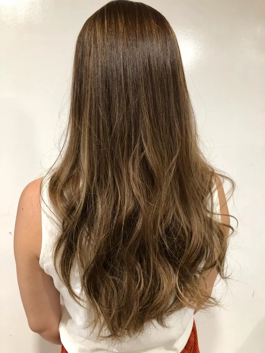 セミロング カラー ハイライトカラー ハイライト レイヤー×髪質改善 ×透明感/杉田 圭のヘアスタイル