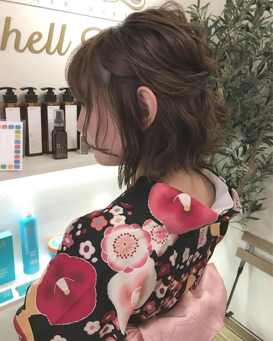 ショート ヘアアレンジ 浴衣 takebuchi harukaのヘアスタイル