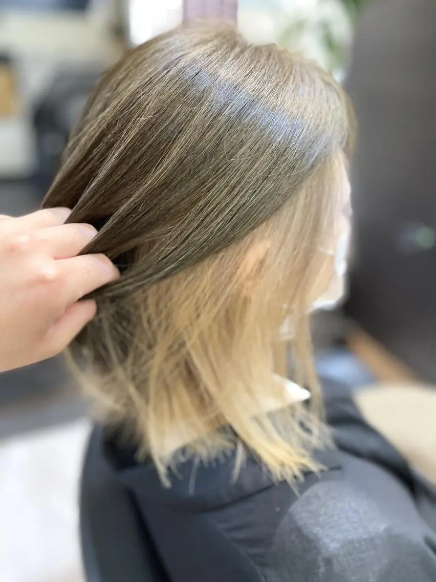 ミディアム 髪質改善カラー透明感 ダブルカラー幕田のヘアスタイル