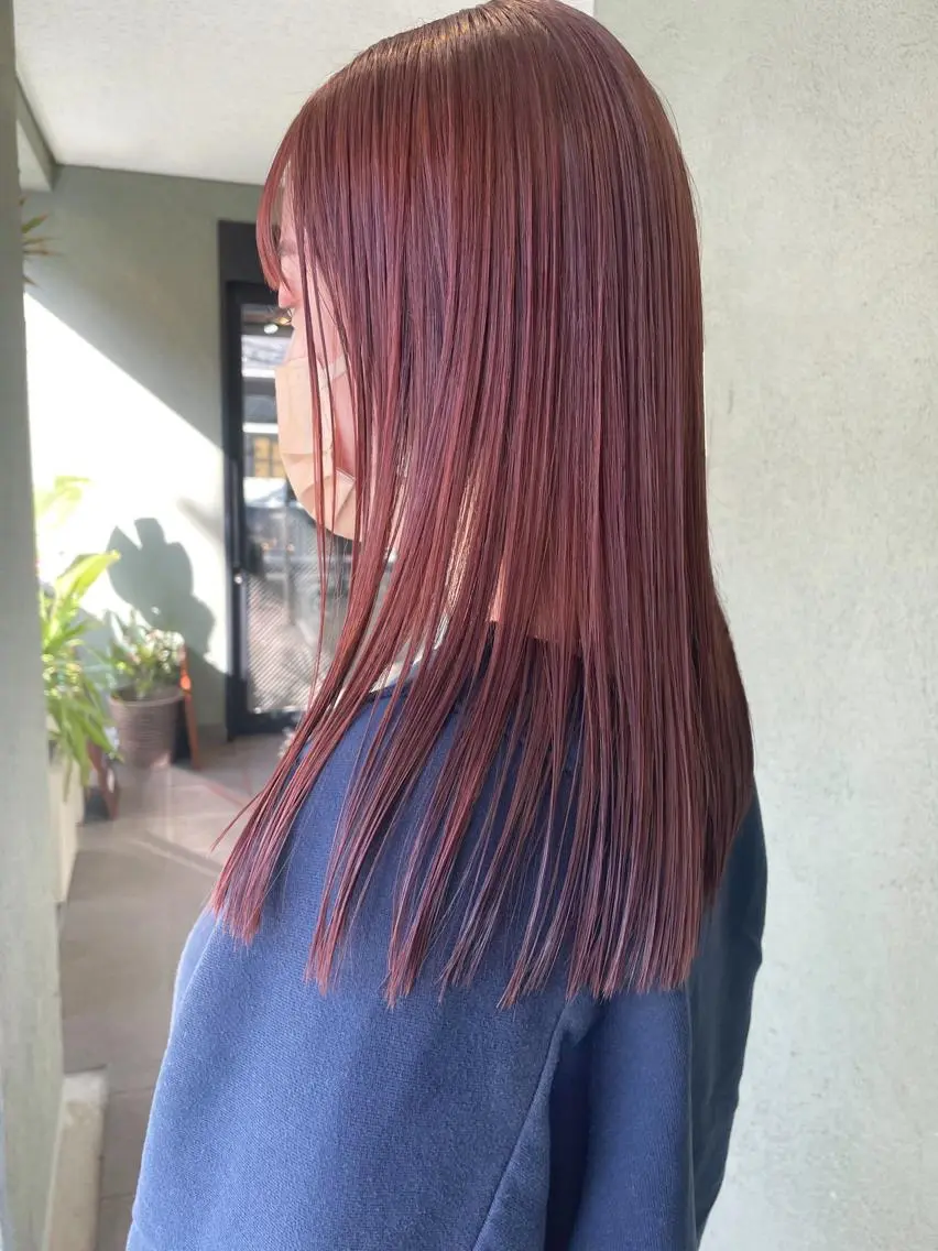 ミディアム カラー ベージュカラー ピンクカラー ピンクベージュ カット ヘアカラー トリートメント HIROKI ”博多 /ボブのヘアスタイル