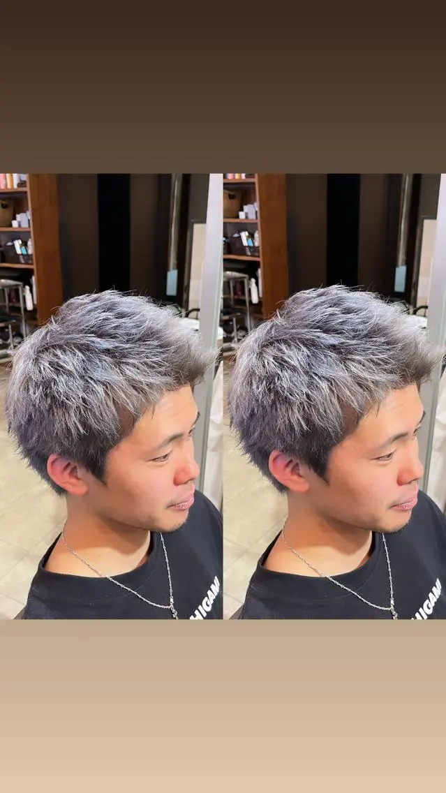 ショート カラー メンズ 髪質改善・縮毛矯正 特化・ユウシンのヘアスタイル