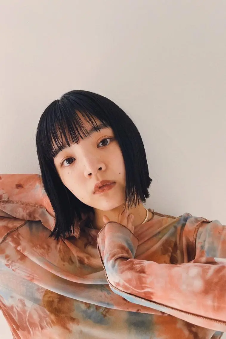 ミディアム カラー パーマ ショートボブ ミディアムパーマ アディクシーカラー ブリーチ ケアブリーチ ヘアカラー トリートメント CEINE OURのヘアスタイル