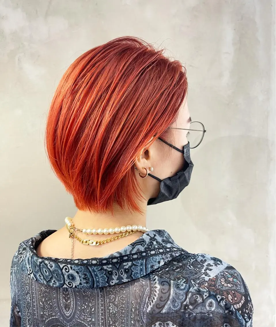ショート カラー ベージュカラー ブリーチ オレンジ オレンジベージュ ピンクカラー ヘアカラー トリートメント ハッシュカット/ハイ トーン/HIROKIのヘアスタイル