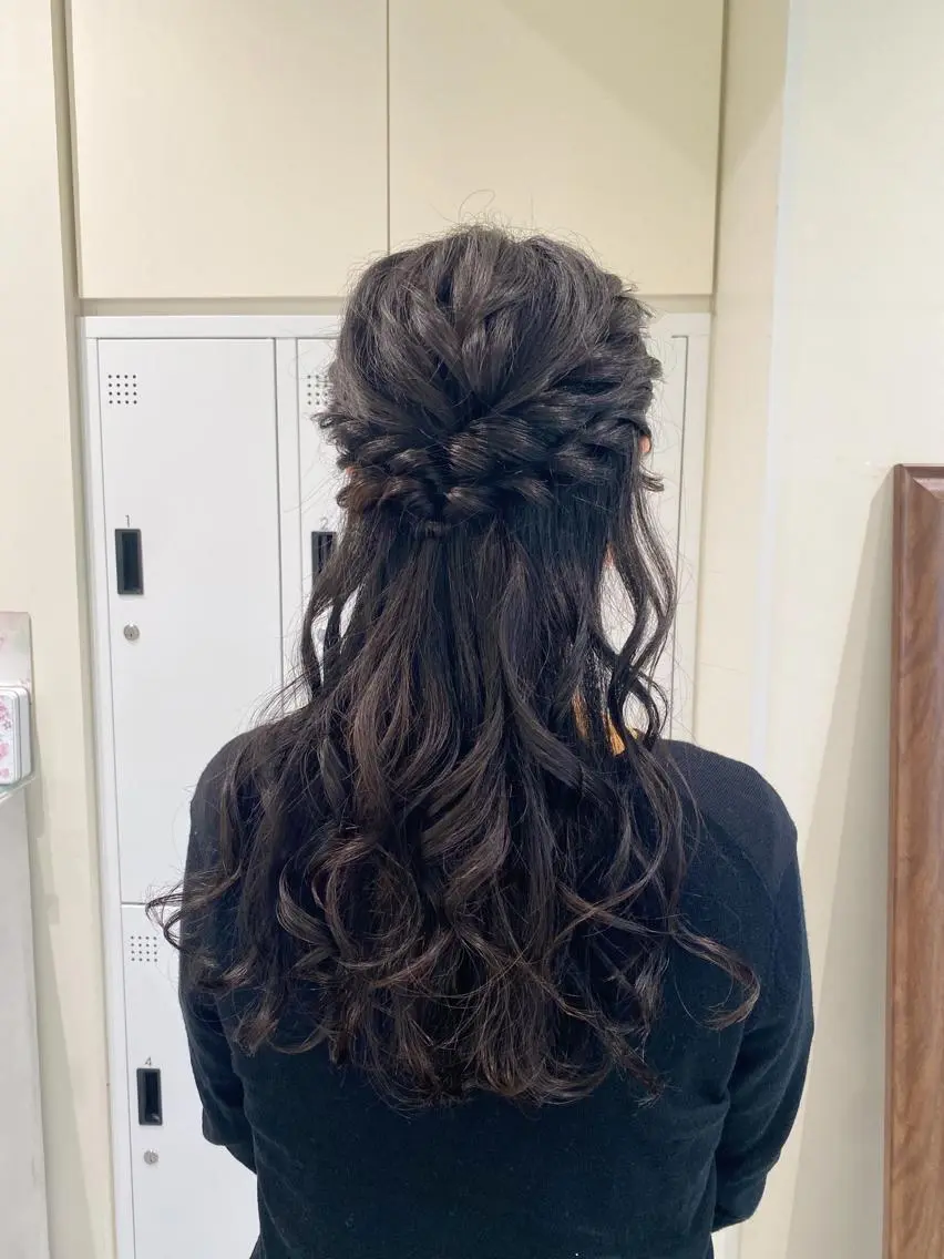 ヘアアレンジ ハーフアップ 暖色カラー /ヘアアレンジ/花鈴のヘアスタイル