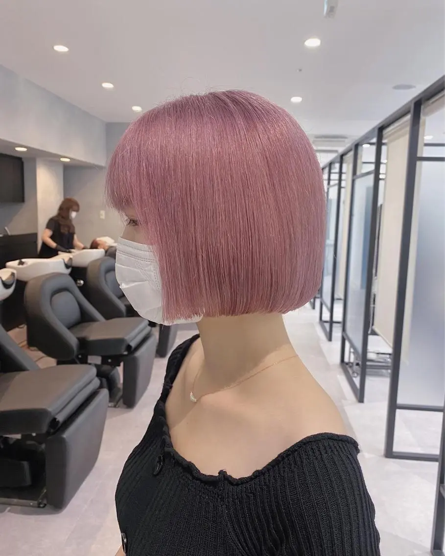 ショート カラー ラベンダーカラー ピンクカラー ピンクラベンダー ボブ 鈴木/ボブ/ ミルクティー/ピンクのヘアスタイル