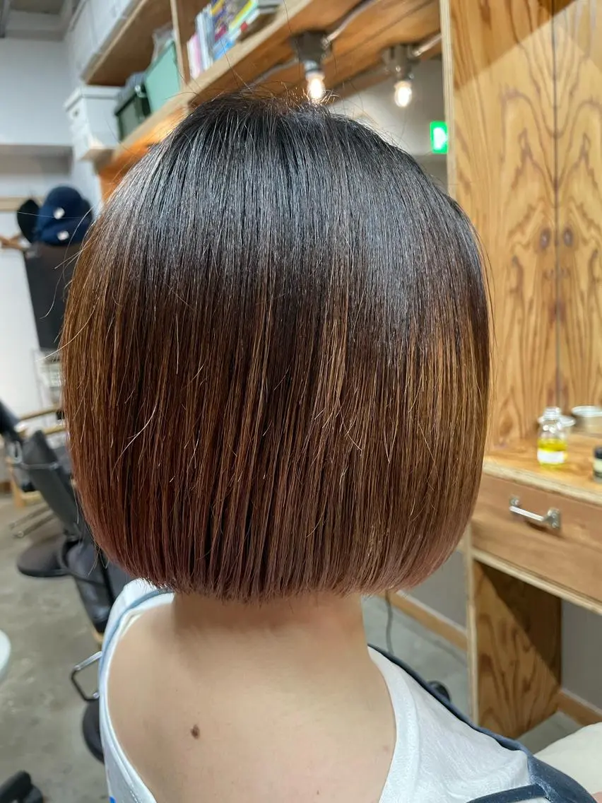 セミロング カラー パーマ ヘアアレンジ 暖色ボブ 🍊rikakoのヘアスタイル