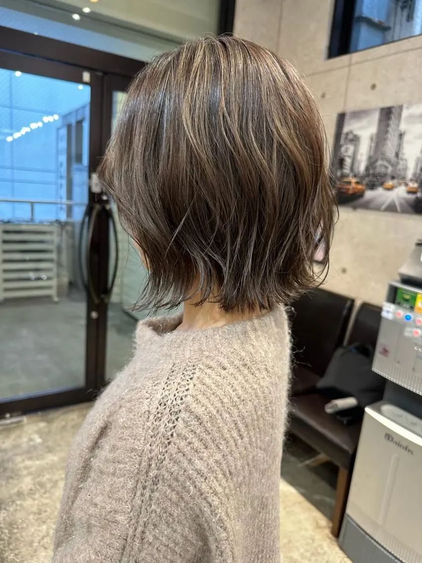 ミディアム カラー ハイライトカラー ボブ ハイライト 遠藤沙也加 /レイヤーカットのヘアスタイル