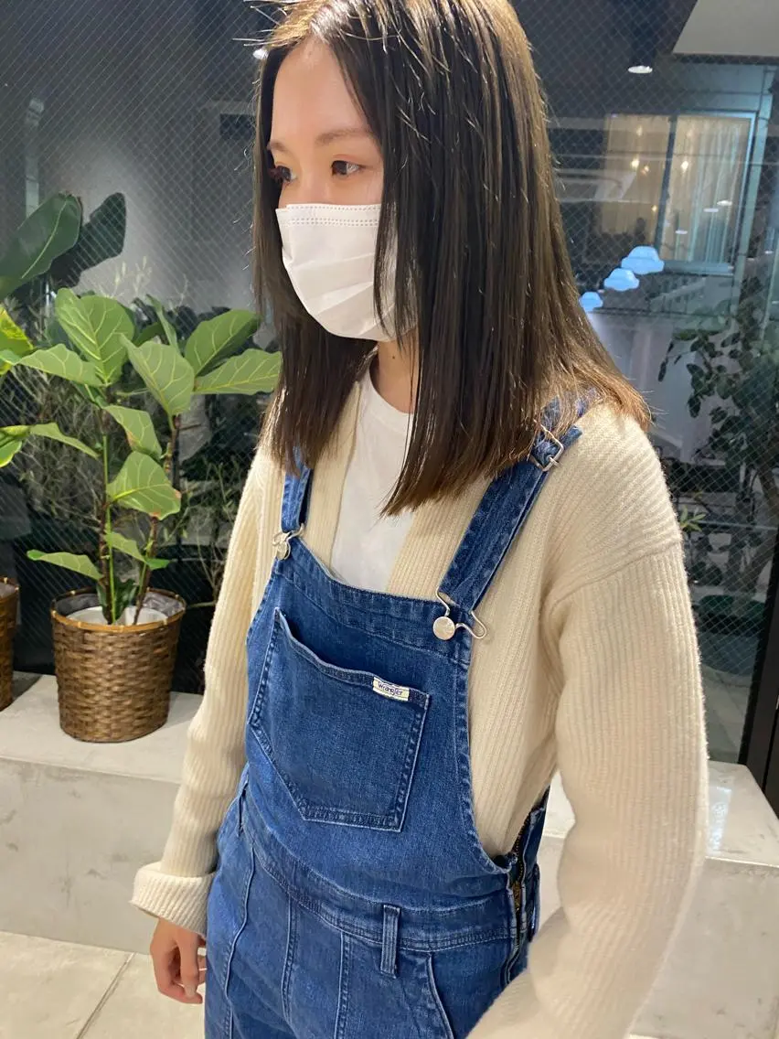セミロング カラー パーマ ヘアアレンジ ベージュカラー オリーブベージュ パーマスタイル🔅 sayacaのヘアスタイル