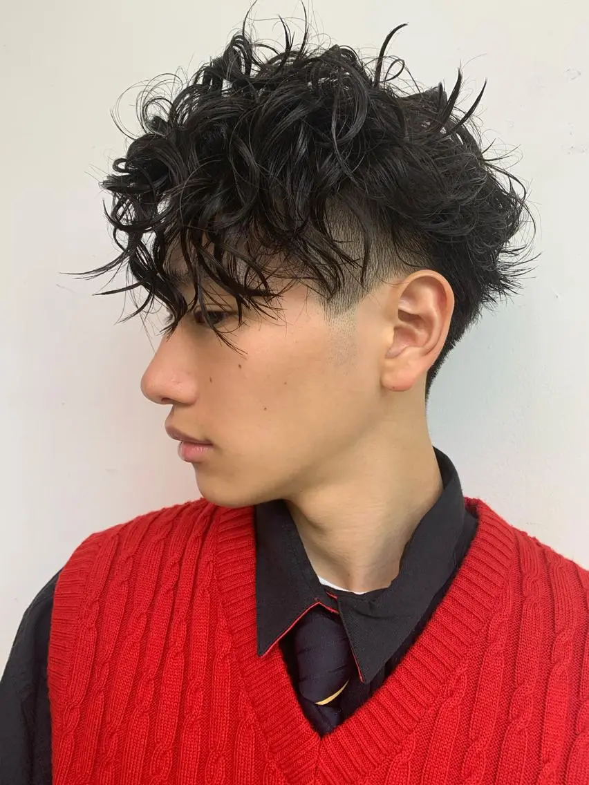 ショート パーマ メンズ ✨顔まわりカット ✨渋谷人気No.1✨のヘアスタイル