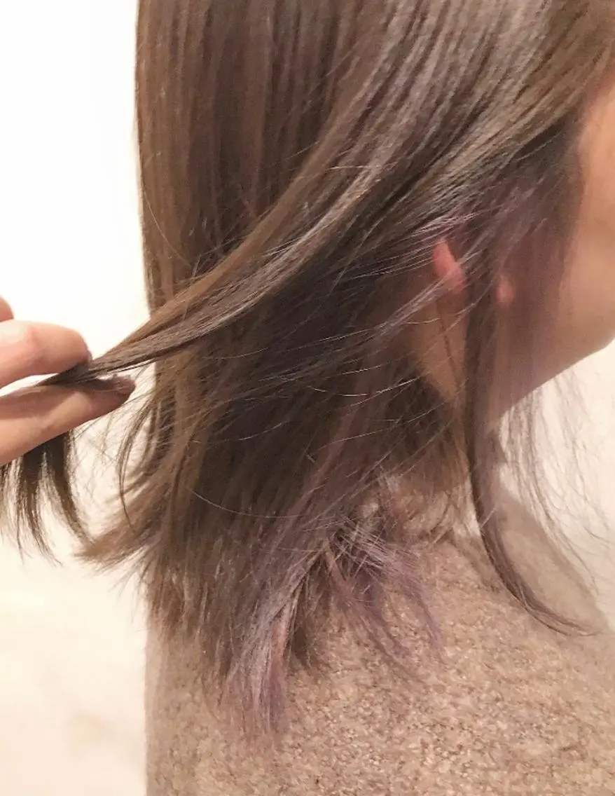 セミロング カラー イヤリングカラー ラベンダーカラー ピンクカラー ピンクラベンダー mayo 🐄🌈のヘアスタイル