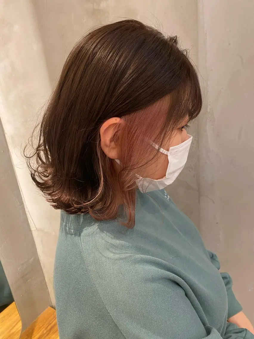 ミディアム カット ヘアカラー トリートメント 新宿/顔周りカット +レイヤー＝しずく♩のヘアスタイル