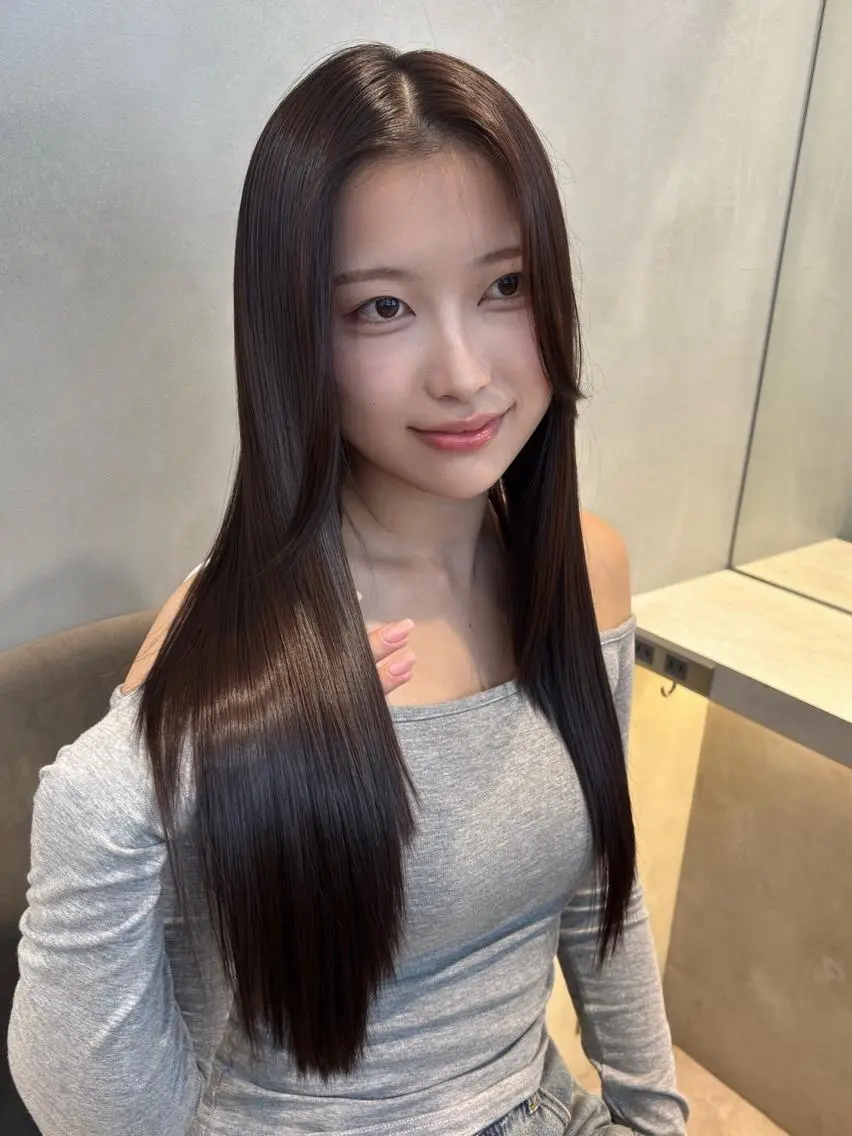 ロング ハッシュカット 韓国風ヘア レイヤーカット 縮毛矯正 GLROW 大宮 ANNEXのヘアスタイル