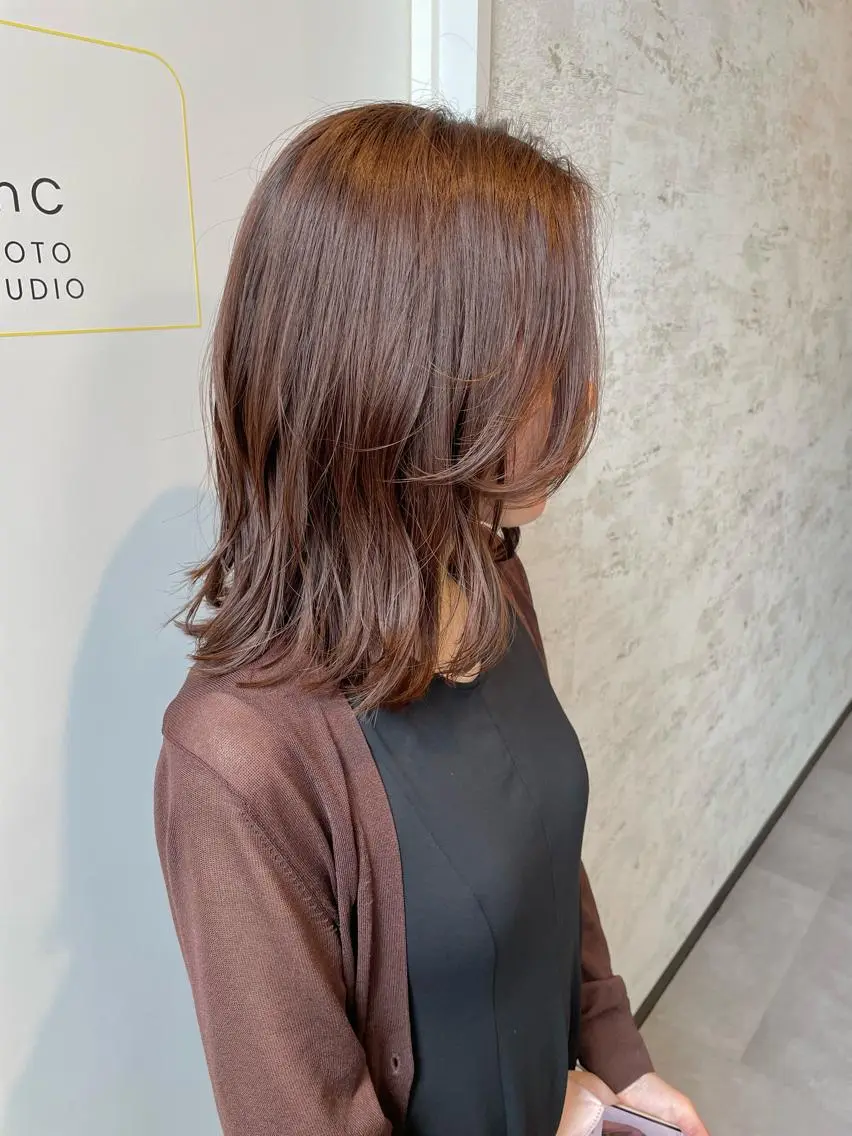 ミディアム カラー カット ヘアカラー トリートメント 👑髪質改善カラー 中垣斗希のヘアスタイル