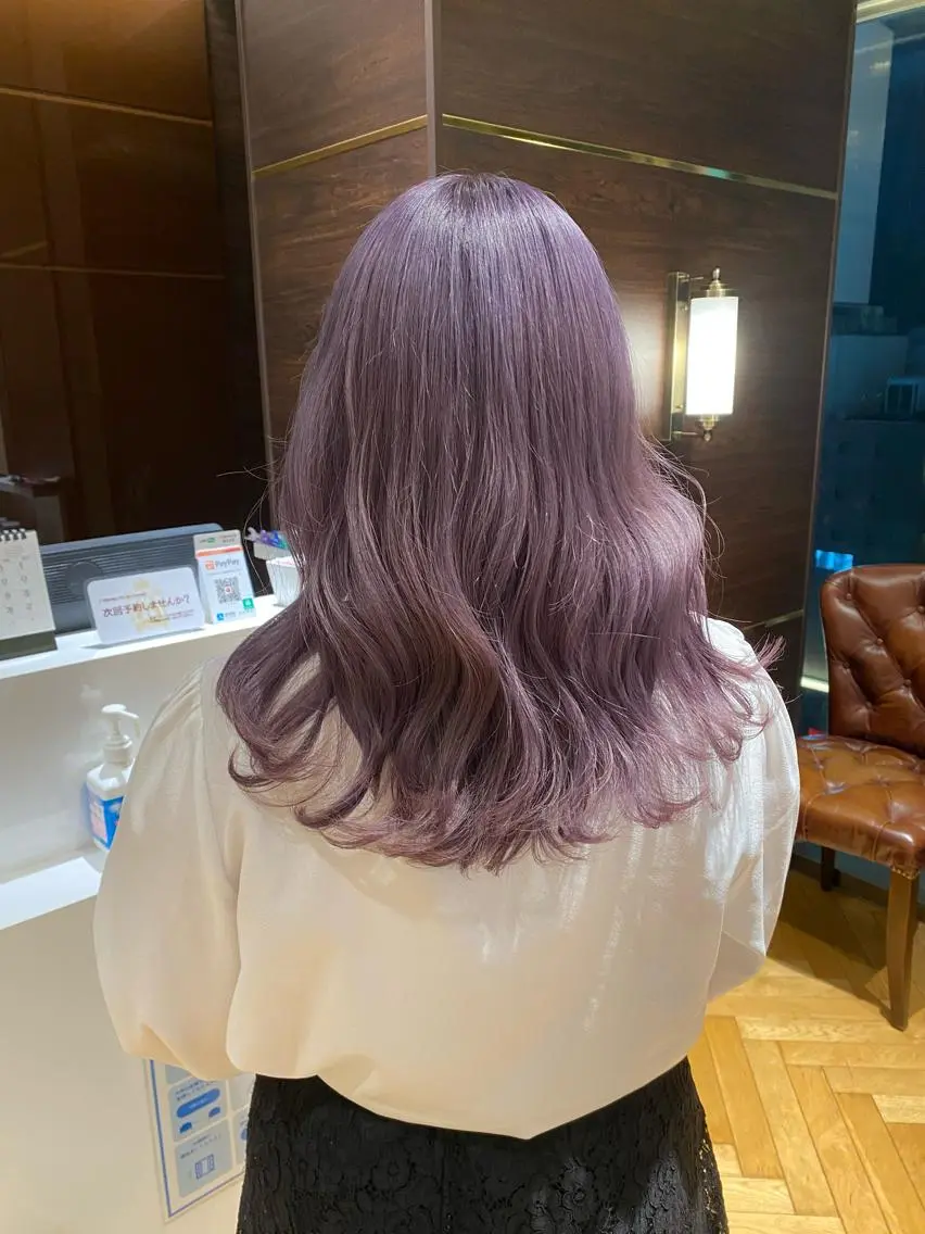 ミディアム カラー ブリーチ パープルカラー ヘアカラー 銀座店長🌟 片山雄太のヘアスタイル