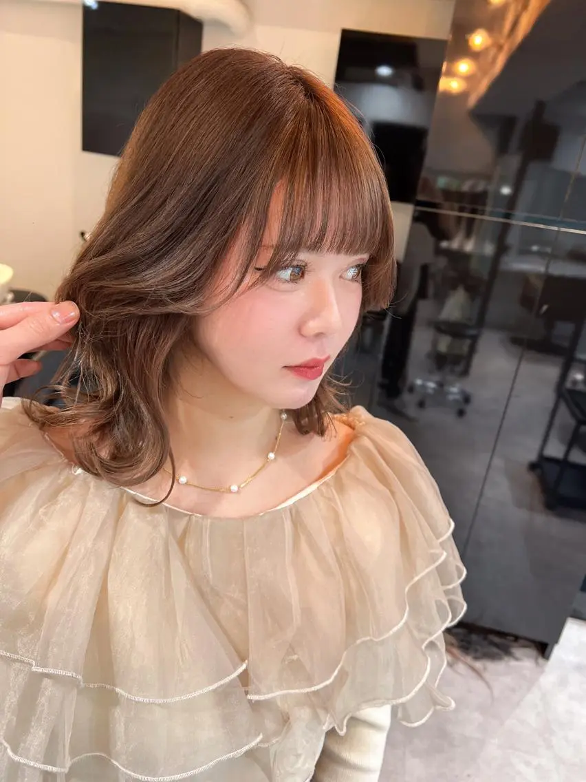 ミディアム カラー くびれヘア カット ヘアカラー PSY(サイ)池袋 金田尚久🎨のヘアスタイル