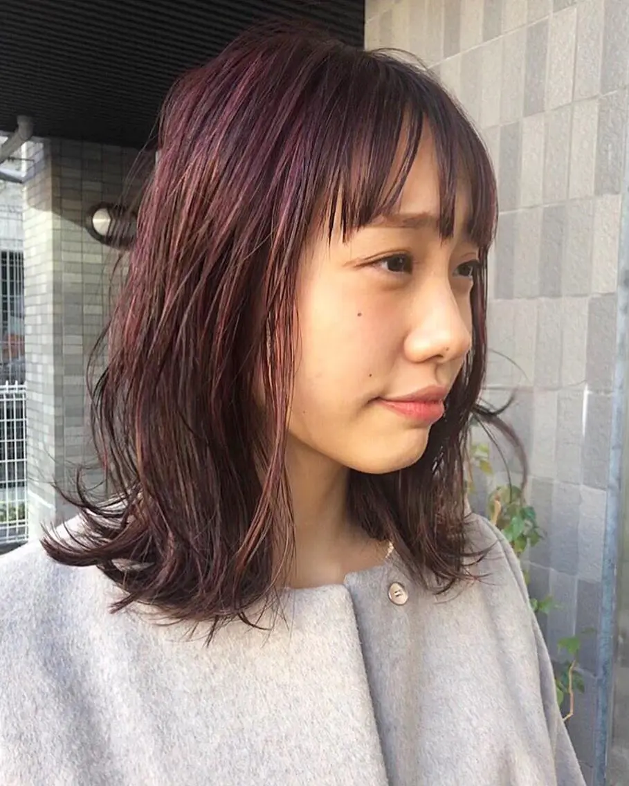 ミディアム カラー クロスパーマ× 透明感カラー✂︎のヘアスタイル