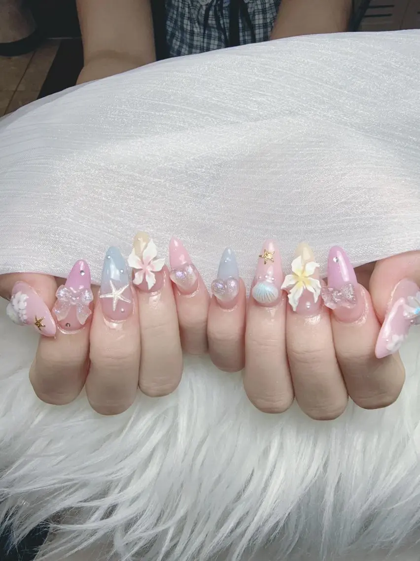ネイル 成人式 ジェルネイル マグネットネイル 大理石ネイル(マーブル) 持ち込み ハンドネイル K.bi_nail ネイル長さ出し専門店のネイルデザイン