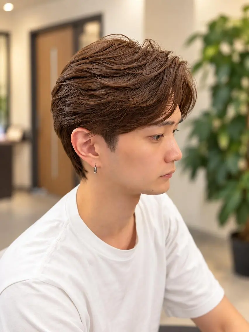 ミディアム メンズ カラー カット ヘアカラー メンズ特化、Li'a パーマ縮毛、ANNAのヘアスタイル