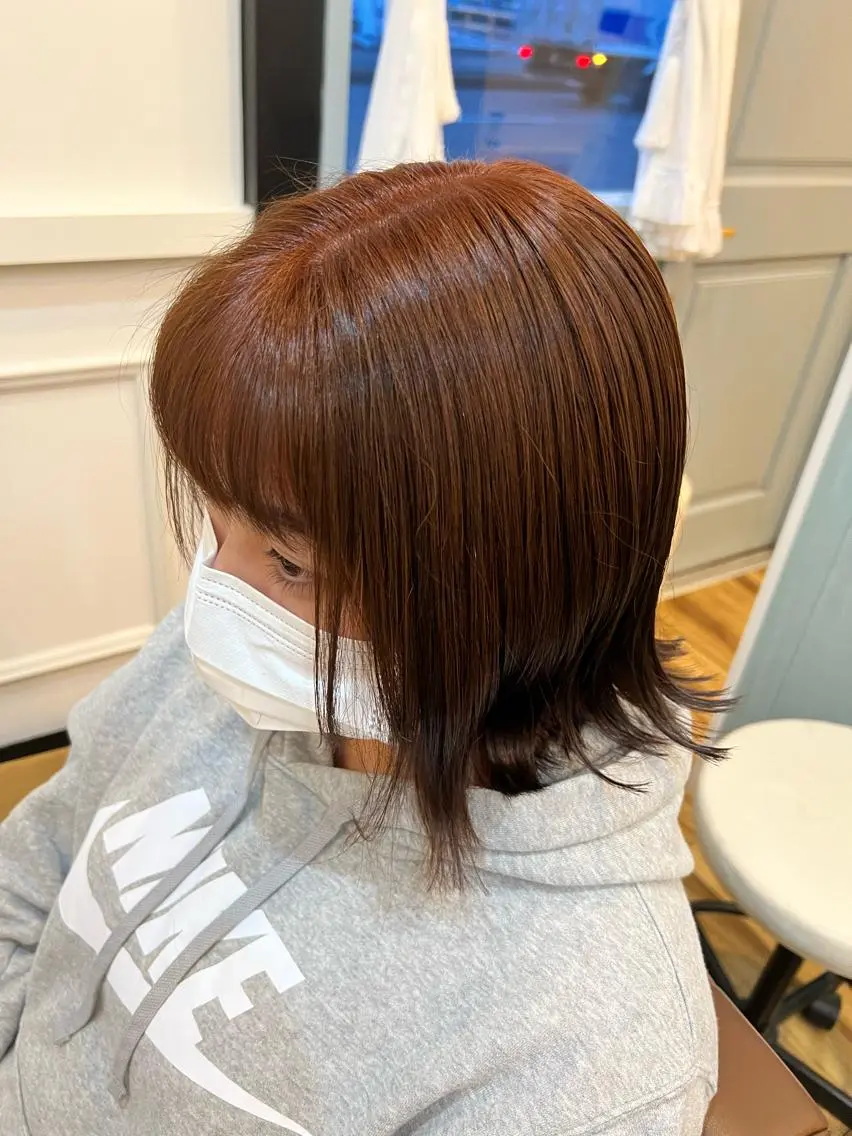 ミディアム カラー ブラウンカラー オレンジ オレンジブラウン 🐰ハイトーンカラー 畠山　渡🐰のヘアスタイル