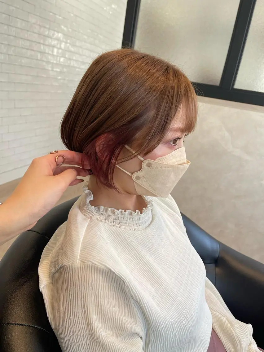 ショート カラー ヘアカラー トリートメント emi/髪質改善/ 韓国風/艶カラーのヘアスタイル