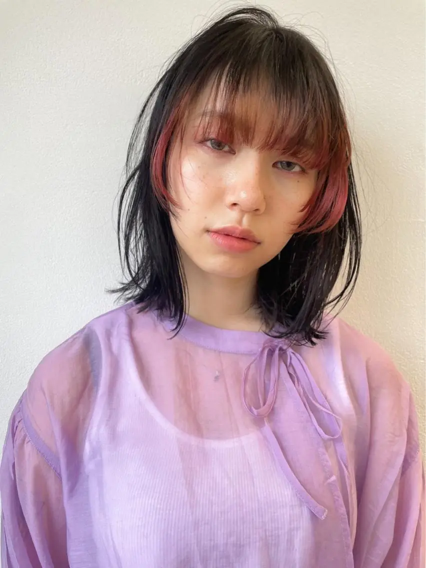 ミディアム カラー ボブ 顔まわりレイヤー レイヤーカット ウルフカット カット ヘアカラー トリートメント 村上雅人 ナチュラルモードのヘアスタイル