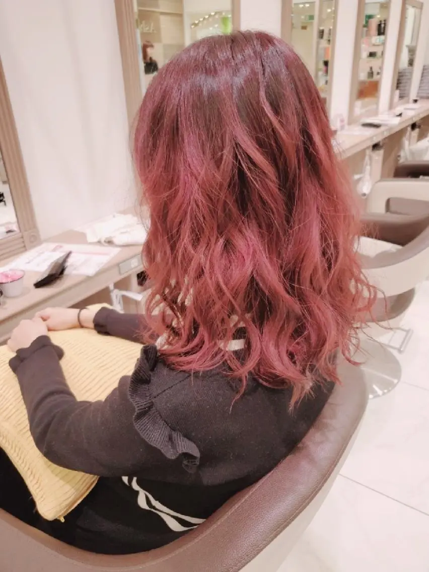 セミロング カラー ブリーチ ピンクカラー 髪質改善 カラー特化🔥中村 和貴<Ash津田沼>のヘアスタイル