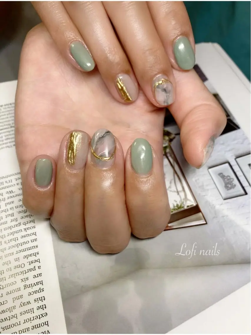 ネイル 大理石ネイル(マーブル) Lofi nails ゆきこのネイルデザイン