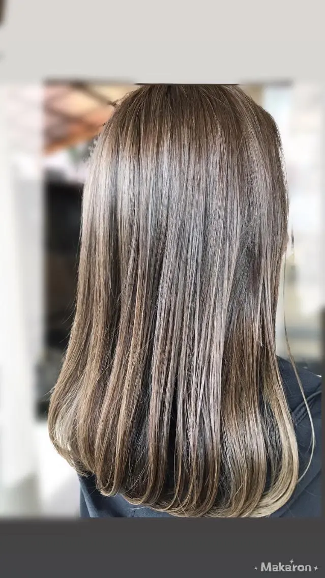 ロング カラー アッシュ オリーブアッシュ hair works raptureのヘアスタイル