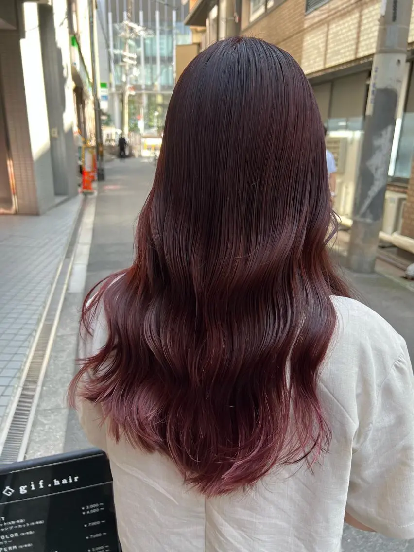 ロング カラー ブリーチ ブリーチなしカラー 髪質改善ストレート Kantaのヘアスタイル