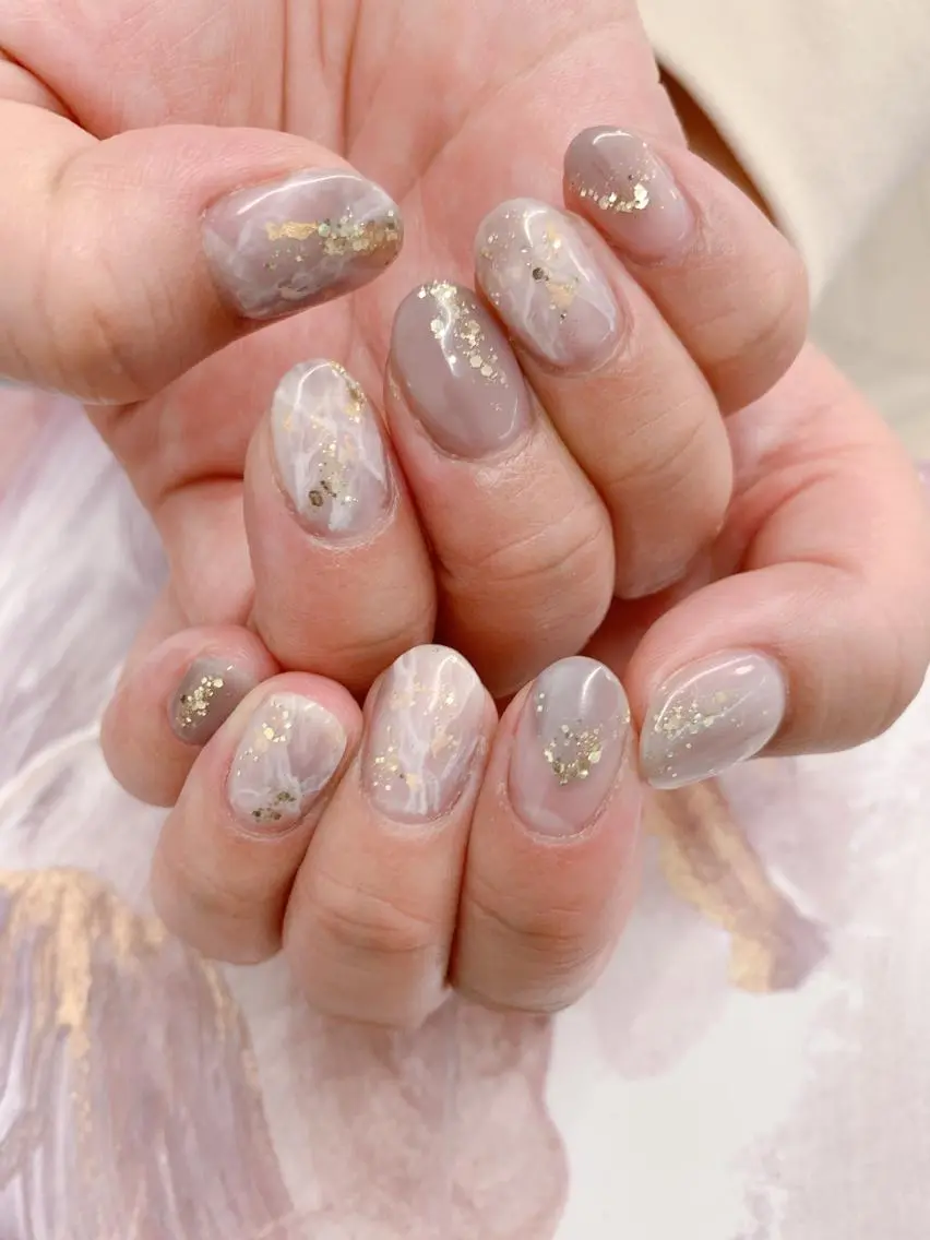ネイル クリアネイル ジェルネイル グラデーション 大理石ネイル(マーブル) ニュアンスネイル ななえ ☆のネイルデザイン
