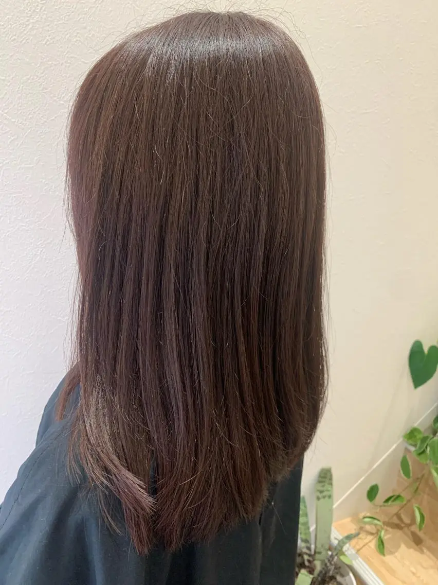 セミロング カラー アッシュ ピンクカラー ピンクアッシュ hubhair レイヤー/透明感のヘアスタイル