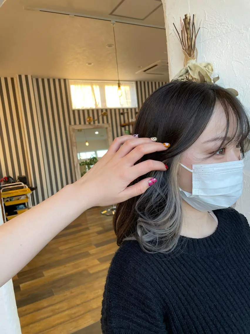 セミロング カラー インナーカラー 🌸小掛🌸 豊橋外国人風カラーのヘアスタイル