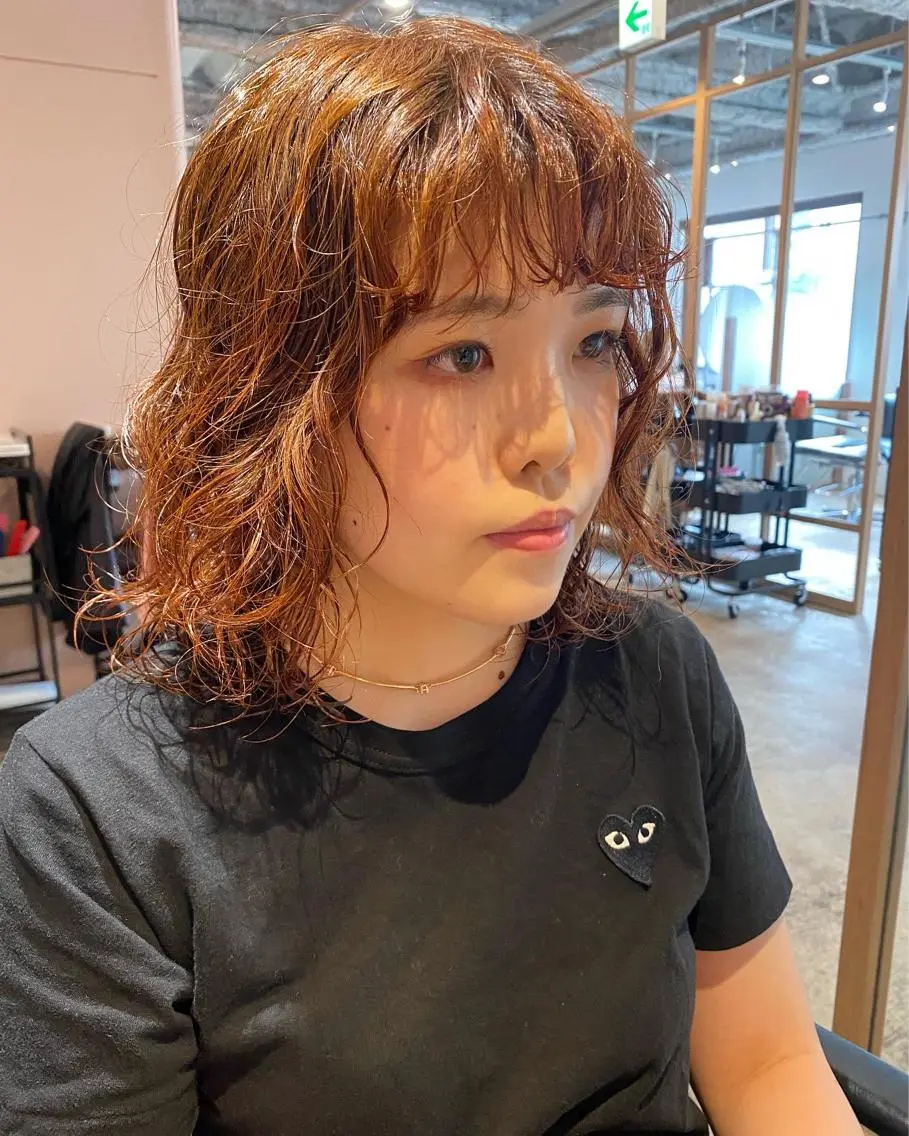 ミディアム カラー パーマ カット パーマ トリートメント Hayashi Shioriのヘアスタイル