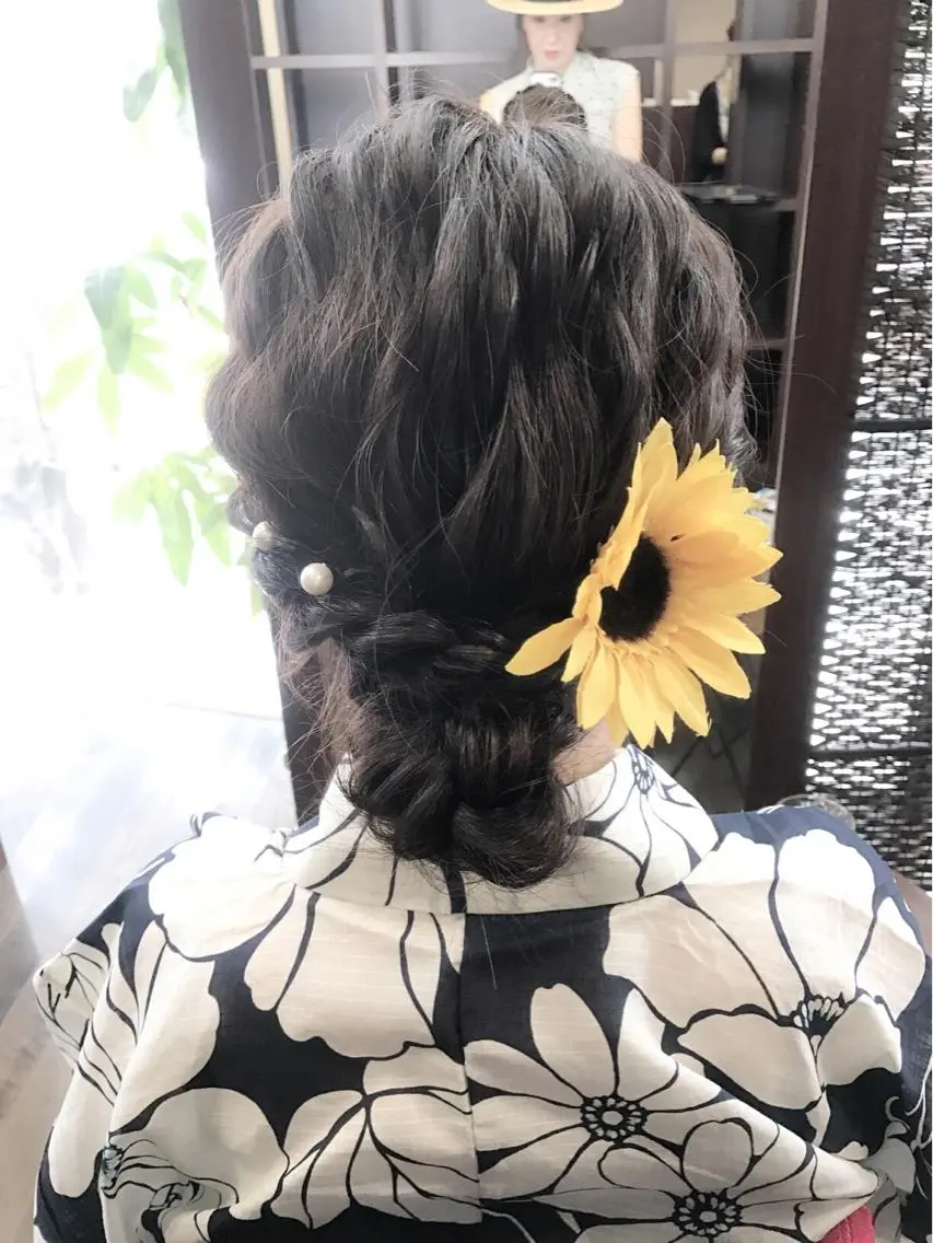 セミロング ヘアアレンジ 浴衣 沢田 瞳のヘアスタイル