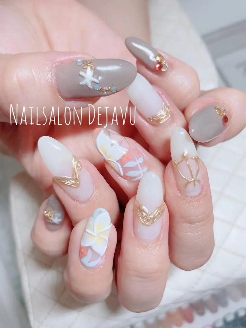 ネイル アートネイル 持ち込み 夏ネイル Nail salon Dejavu 🌿のネイルデザイン