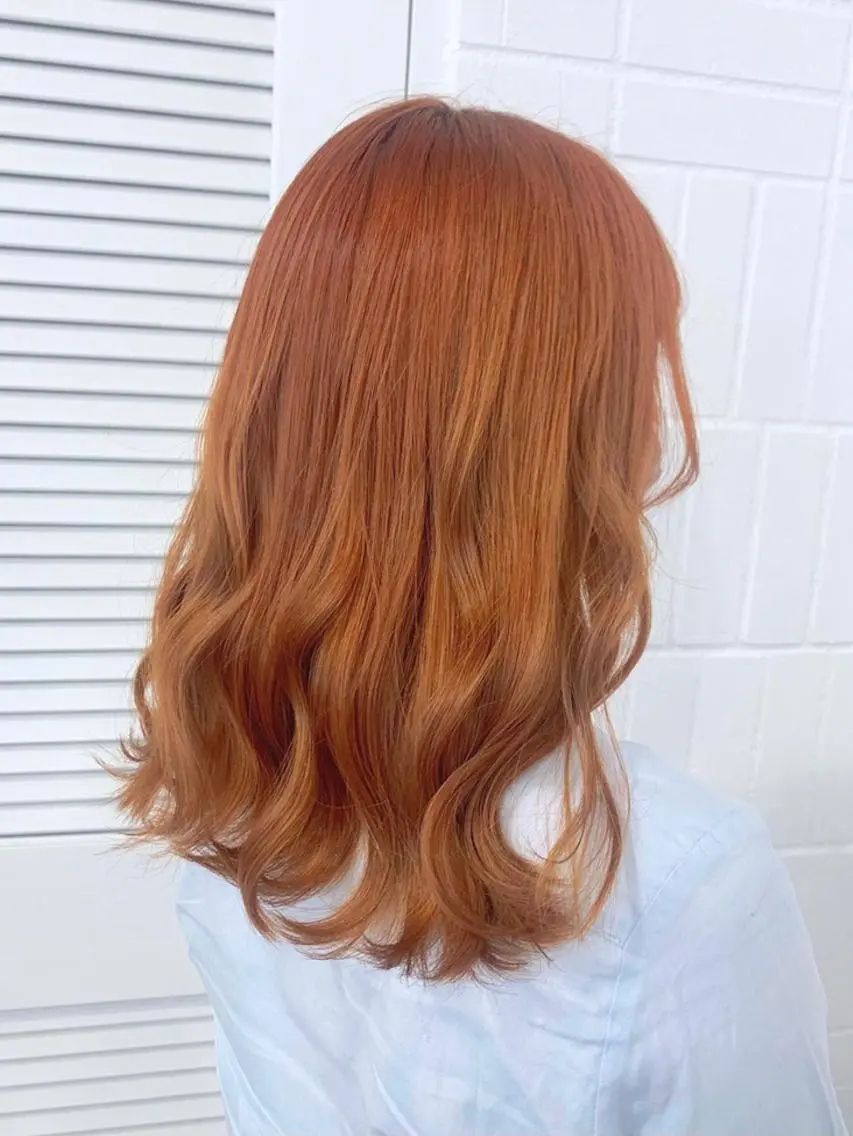 ロング カラー ヘアアレンジ オレンジ 🍒暖色✖️レイヤー ／Haruna🍒のヘアスタイル