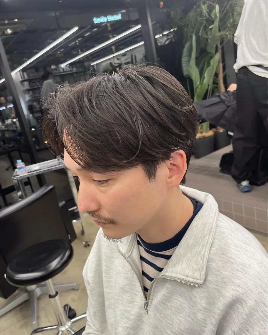 ショート パーマ メンズ カット ダブルカラー/ ケアブリーチ/クニトのヘアスタイル