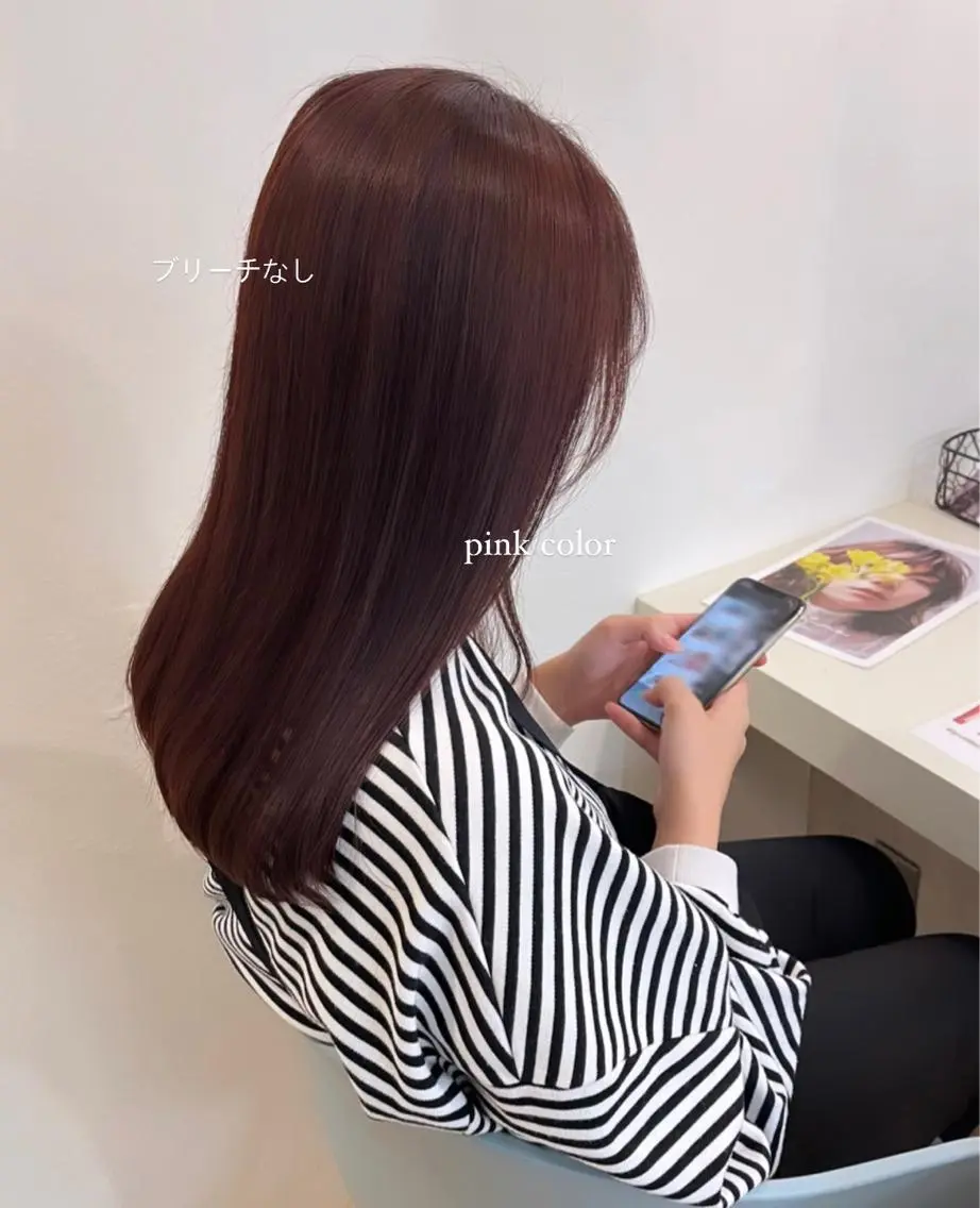 カラー ブリーチ ブリーチなしカラー ピンクカラー 中井亜未/ 姫路ボブのヘアスタイル