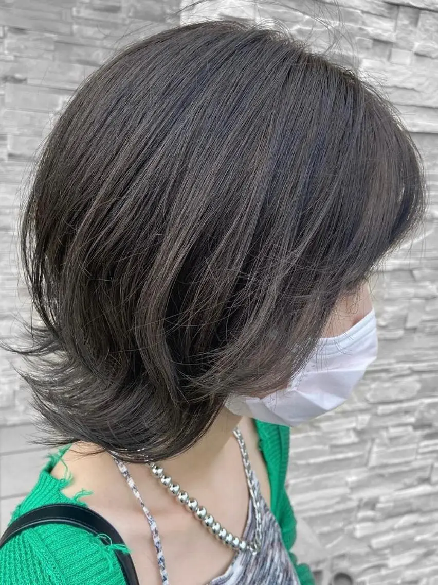 ミディアム シールエクステ ミストバング ボブ くびれヘア エクステ sugiki shotaのヘアスタイル