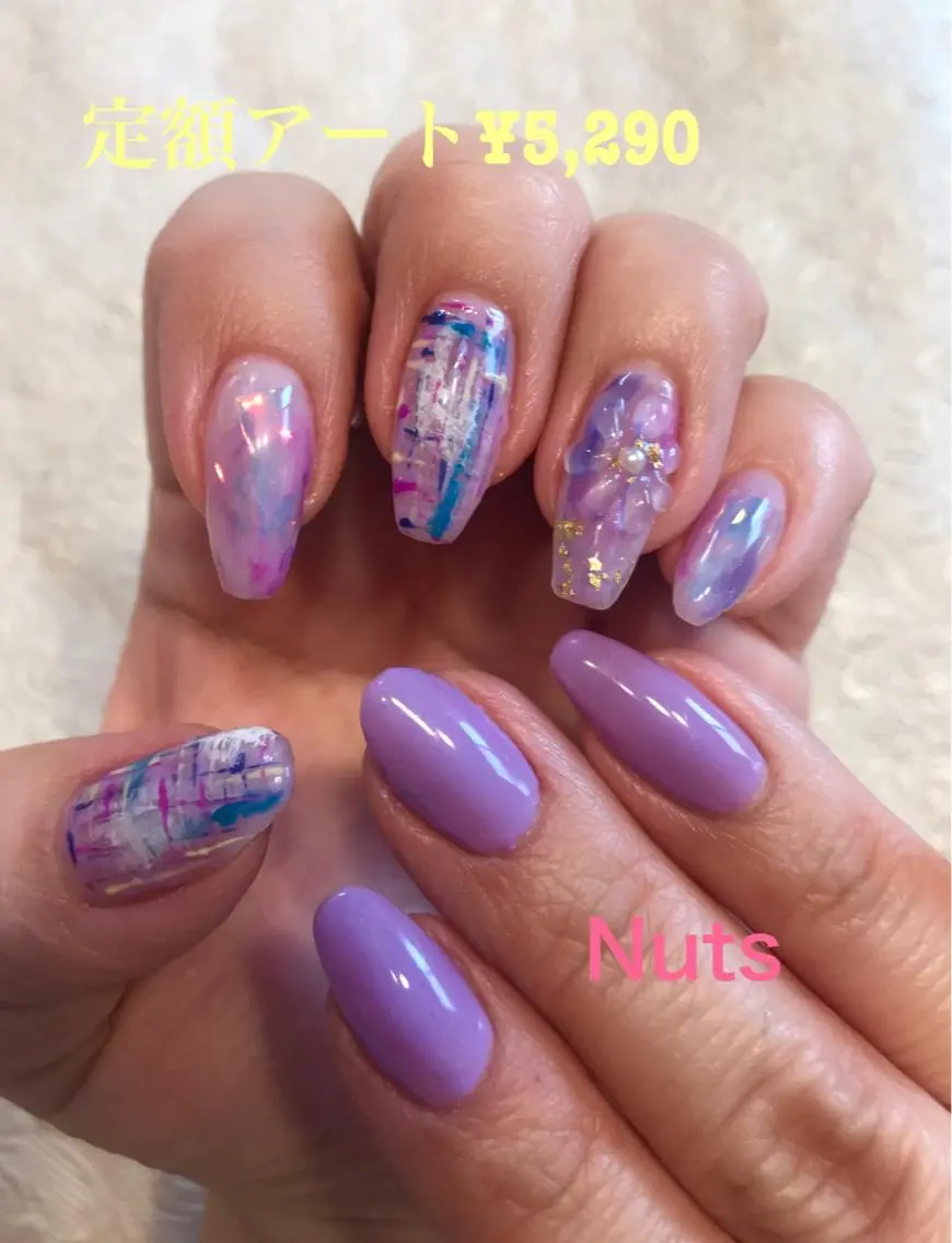 ネイル アートネイル ワンカラーネイル 春ネイル ツイードネイル ハンドネイル NAIL Nutsのネイルデザイン