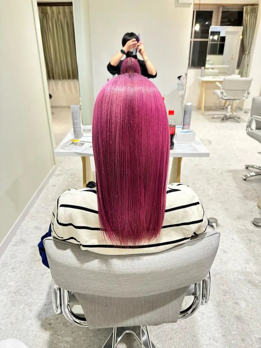 ロング カラー ピンクカラー 馬渕 拓海のヘアスタイル