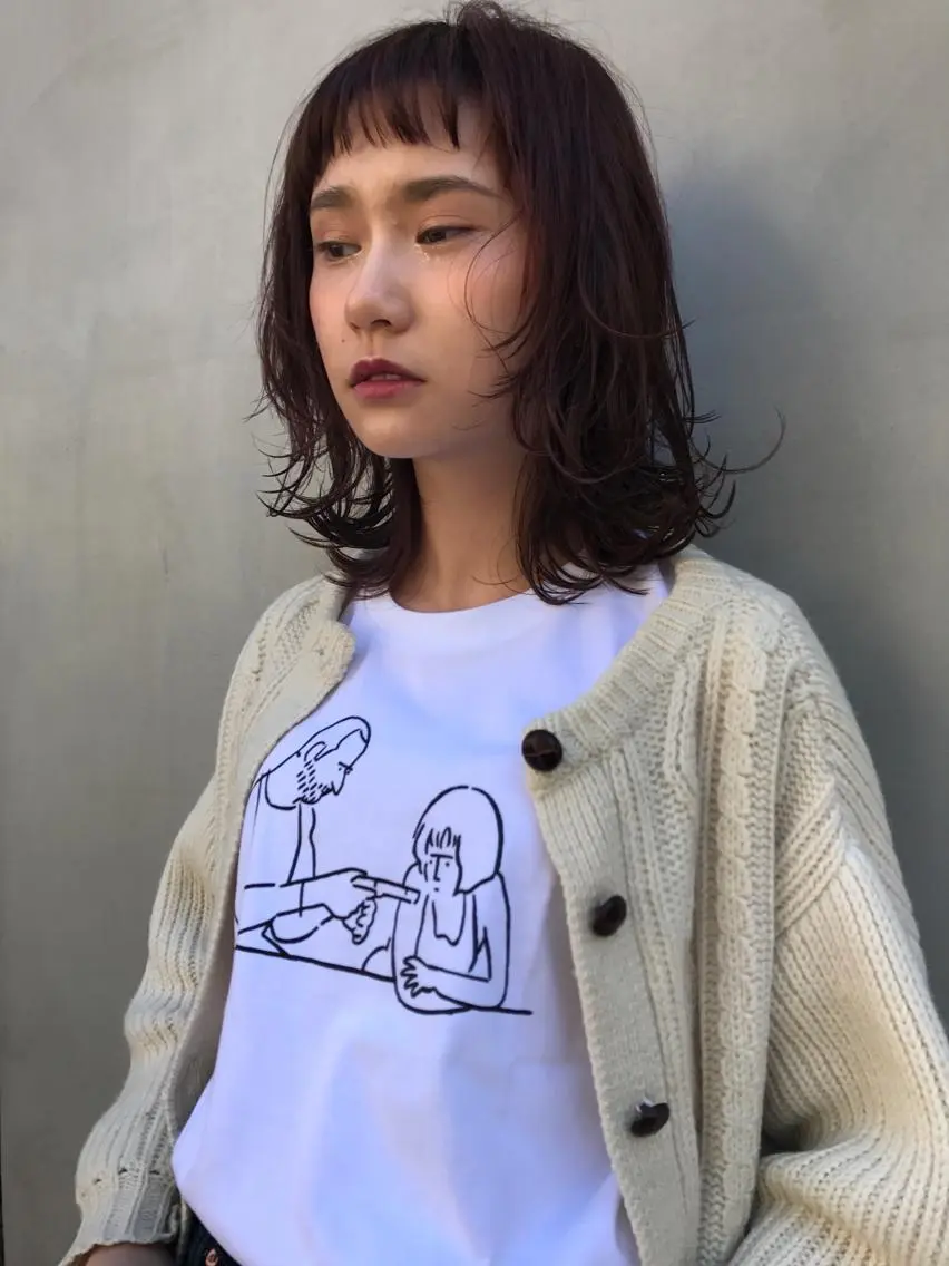 ミディアム ボブ ハイレイヤー レイヤーカット ボブ♡柔らかいカラー 實松栞理のヘアスタイル