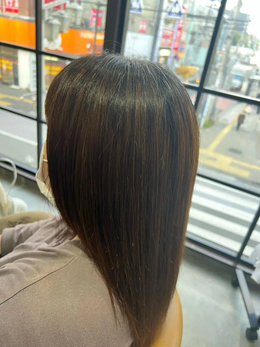 セミロング 天王町×韓国レイヤー 髪質改善 佐藤友茉のヘアスタイル