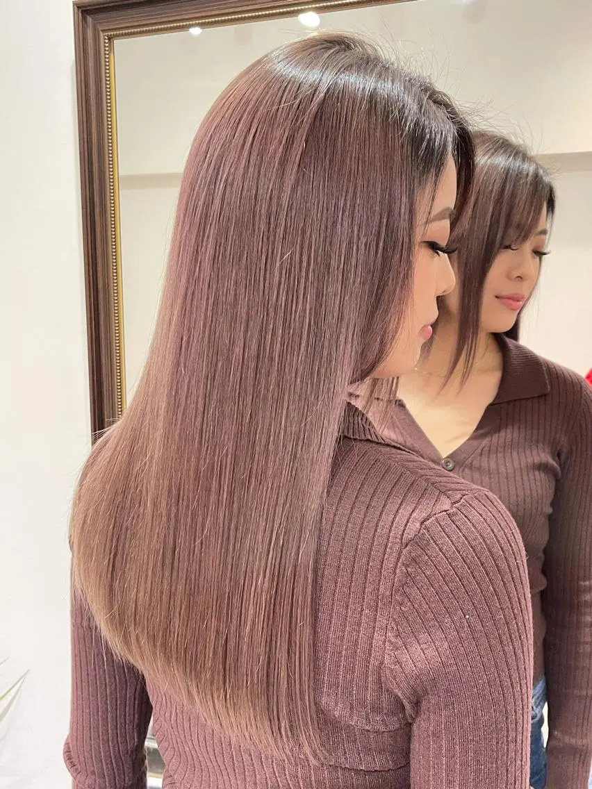 ロング カラー ベージュカラー ピンクカラー ピンクベージュ ヘアカラー トリートメント ヘッドスパ Akua【代表】 Kazumaのヘアスタイル