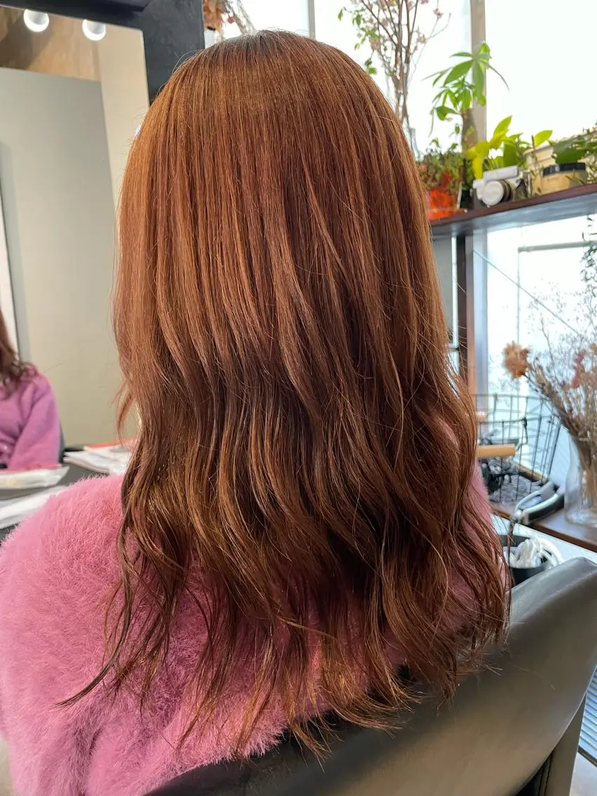 ロング カラー ブリーチ ブリーチなしカラー ピンクカラー ロング カット ヘアカラー トリートメント ブリーチなし透明感 タケザワミキのヘアスタイル