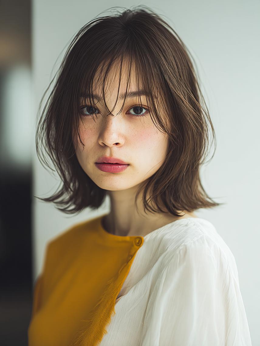 ミディアム 🍒暖色×ハイトーン ×デザイン✨まなりのヘアスタイル